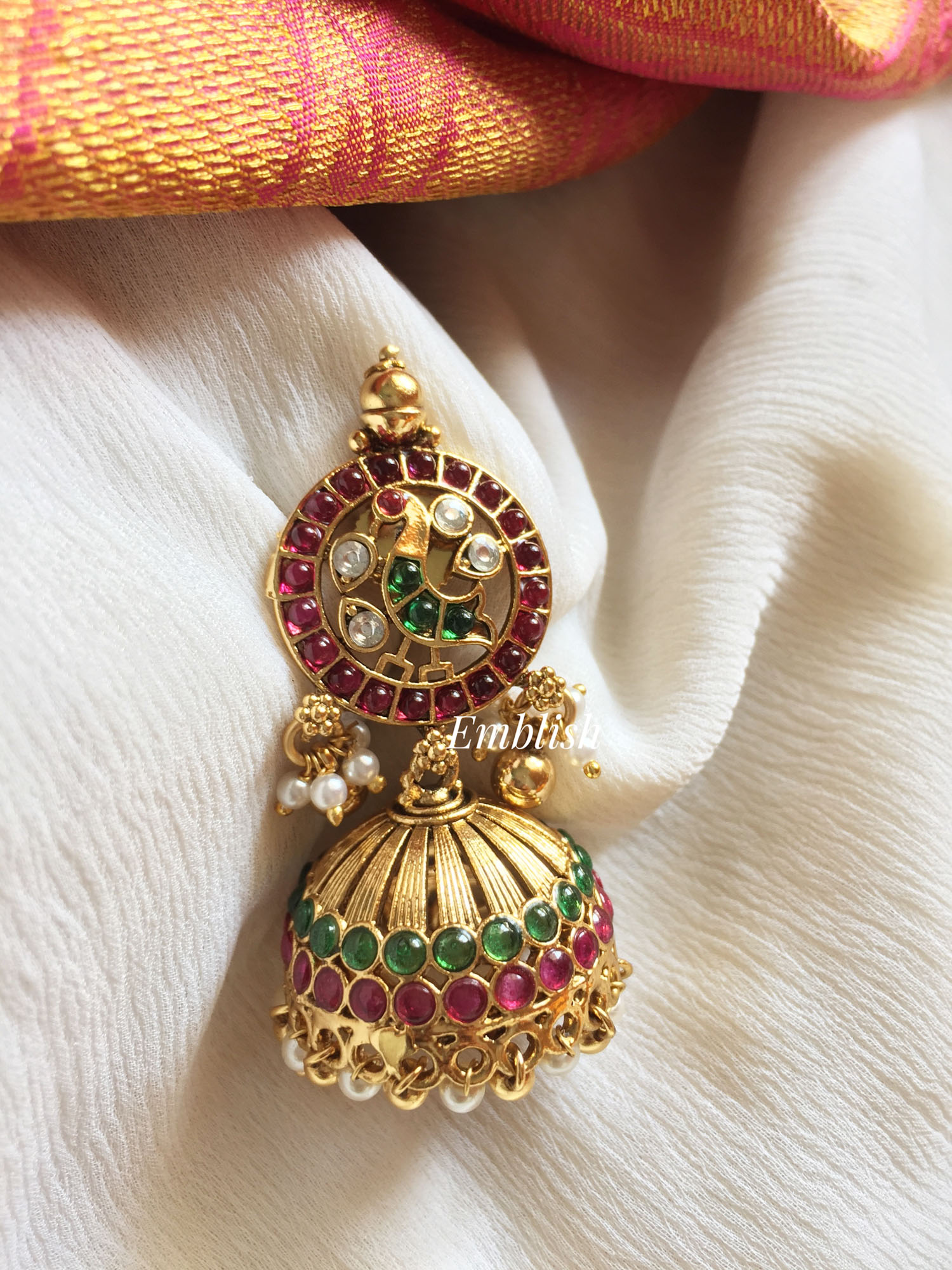 Kemp Annam chakra Three layer Short Neckpiece - Gold Beads